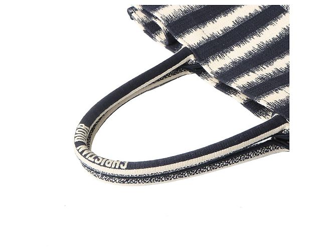Dior Borsa Book Tote a righe Grande Blu - vista 4
