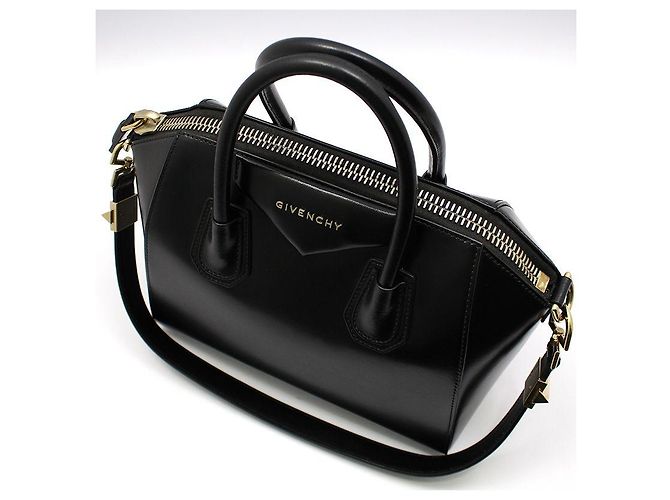 Givenchy Piccola borsa a tracolla Black Calfskin Glossy Gold Anti-Gona Nero - vista 6