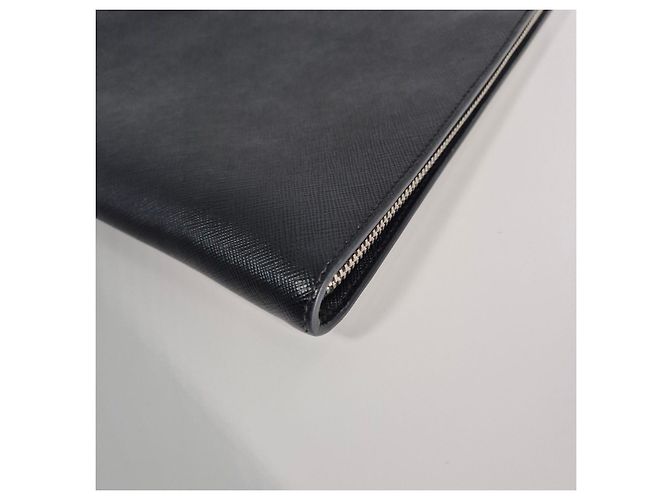 Prada Clutch Saffiano Triangle Logo Nero - vista 7