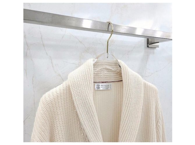 Brunello Cucinelli Beiger Kaschmir-Cardigan Weiß - Ansicht 3