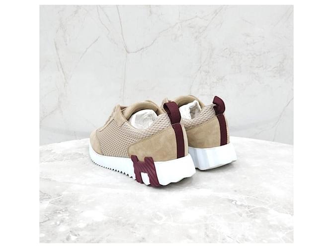 Hermès Sneakers Mesh Bouncing Beige Marrone - vista 4