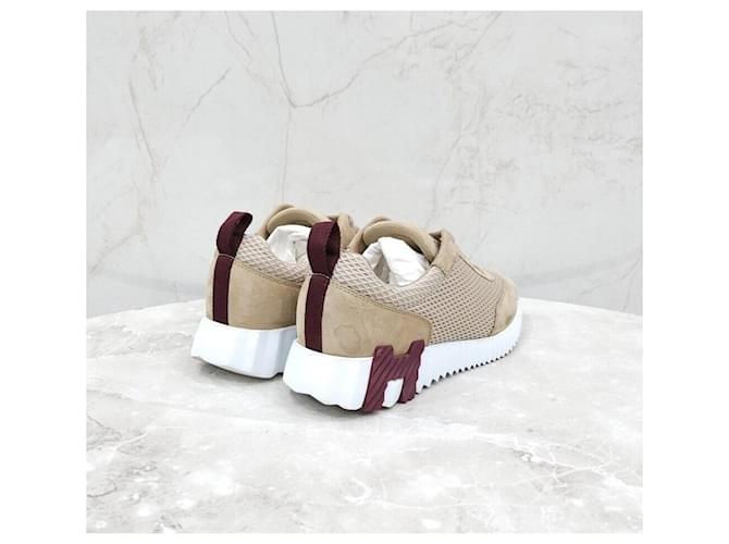 Hermès Sneakers Mesh Bouncing Beige Marrone - vista 5