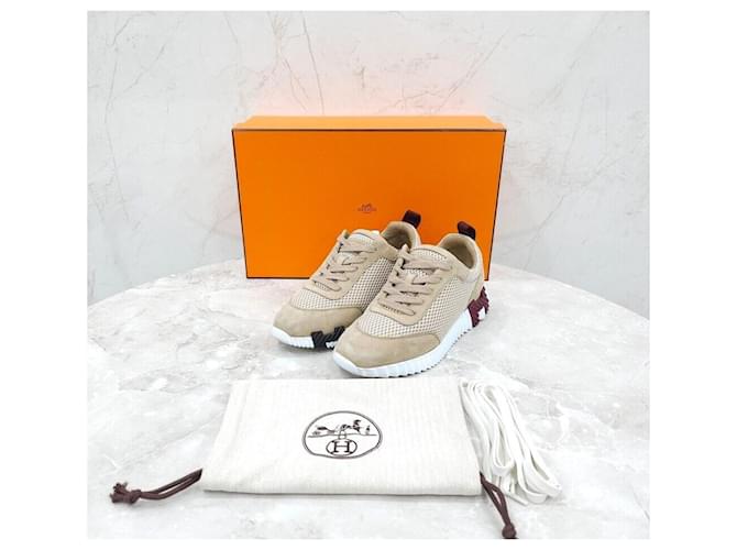 Hermès Sneakers Mesh Bouncing Beige Marrone - vista 6