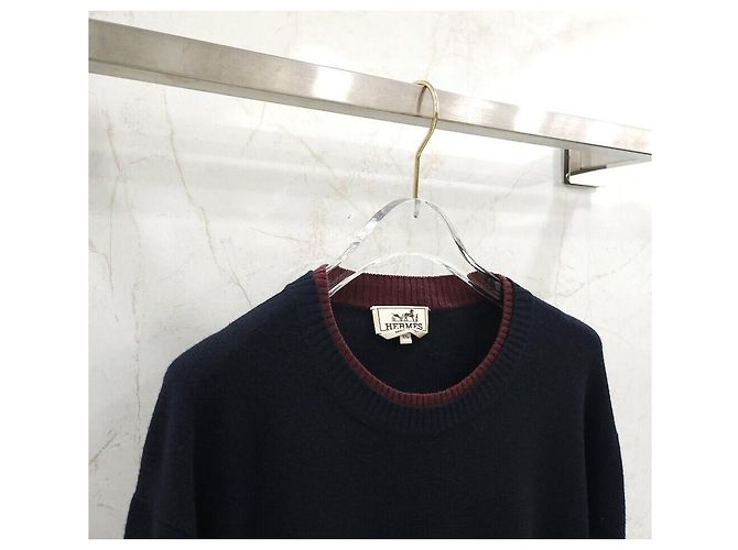 Hermès Rund gestrickte Wolle in Navy Blau - Ansicht 3