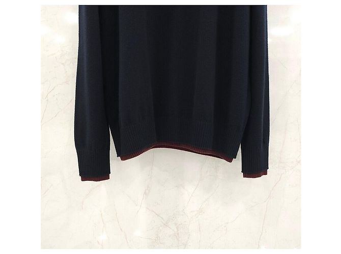 Hermès Rund gestrickte Wolle in Navy Blau - Ansicht 4