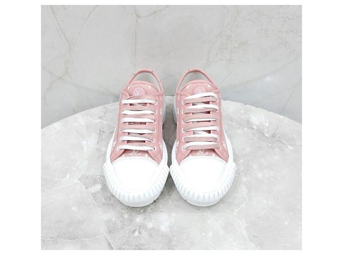 Louis Vuitton Sneakers Pink Monogram Squared Argento - vista 2
