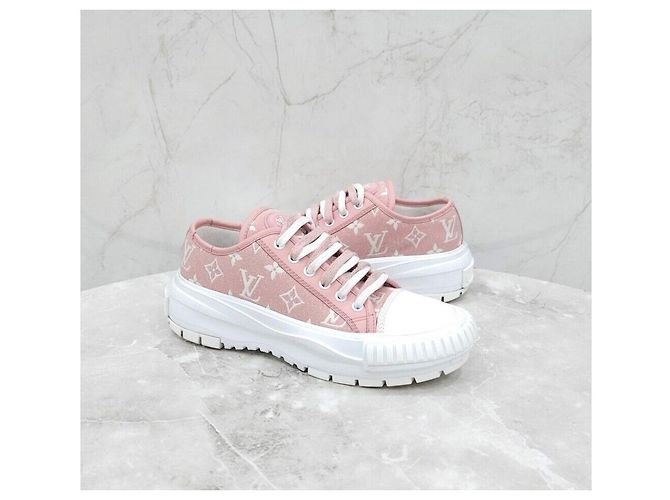 Louis Vuitton Sneakers Pink Monogram Squared Argento - vista 3