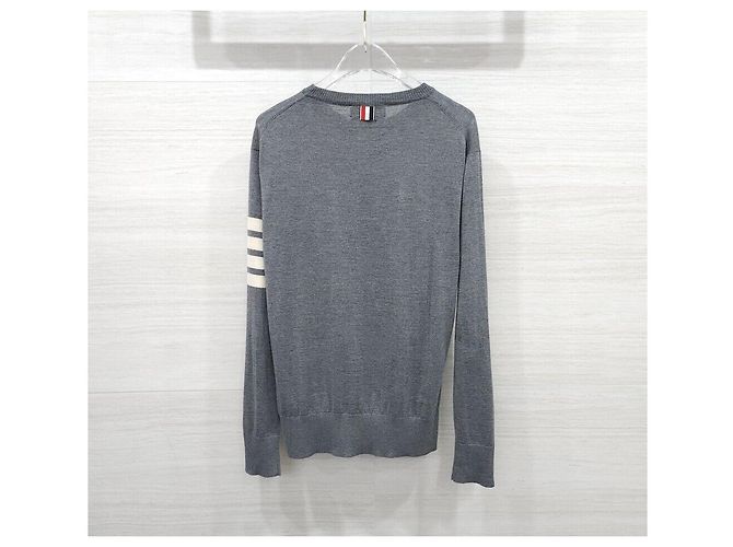 Thom Browne Diagonal Armband Medium Grey Merino Wool Knit - view 2