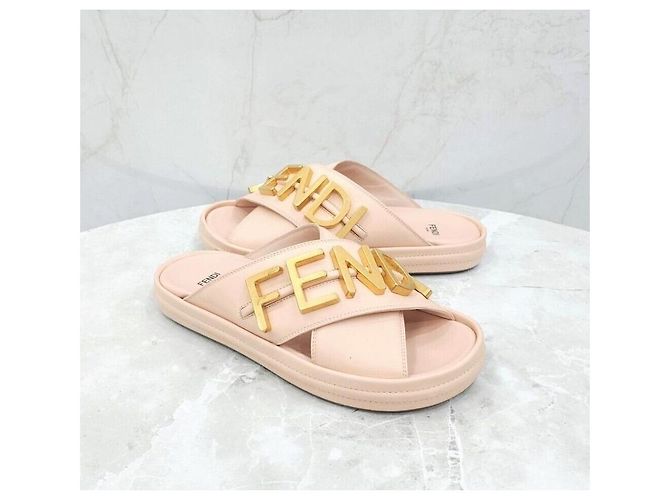 Fendi Sandali Slide con Logo Metallico Grafico Multicolore - vista 3