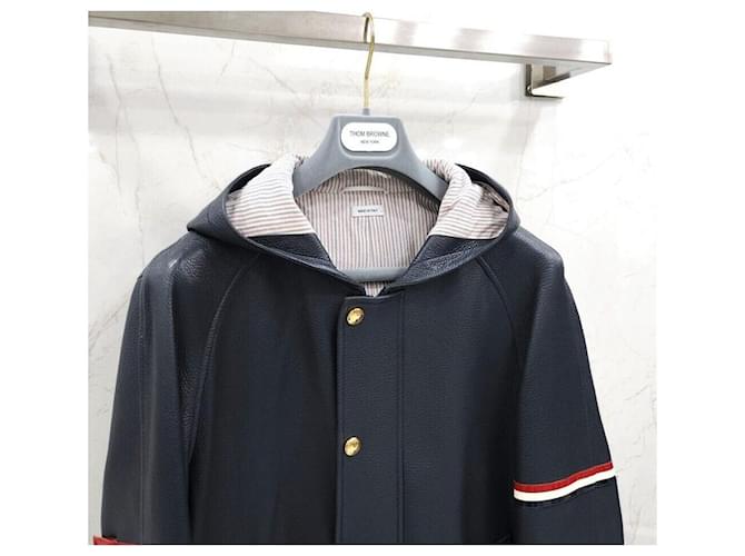 Thom Browne Giacca con cappuccio e bracciali in pelle Nero - vista 3