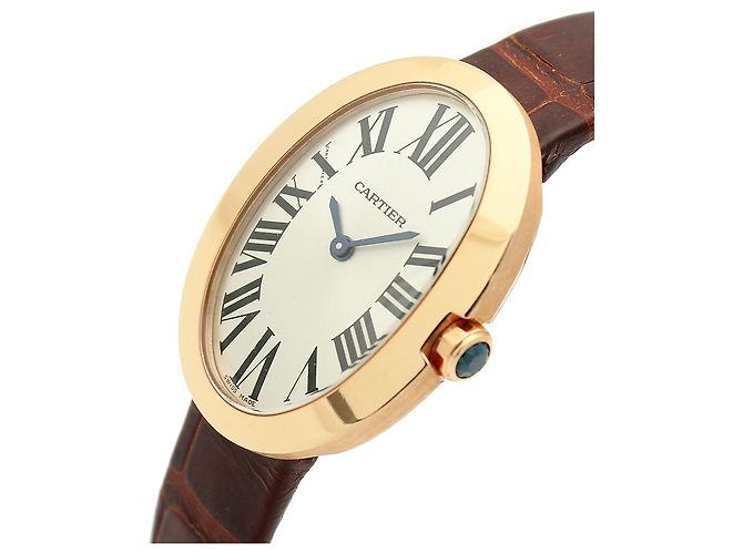 Cartier Relógio pequeno com pulseira de couro cor de ouro rosa Marrom - vista 10