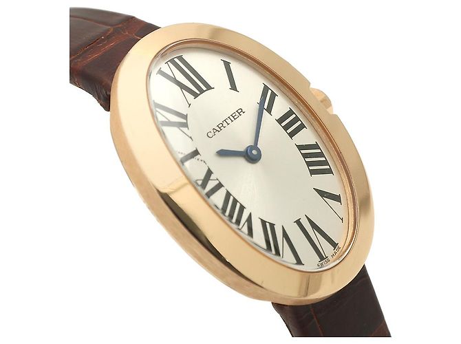 Cartier Relógio pequeno com pulseira de couro cor de ouro rosa Marrom - vista 11