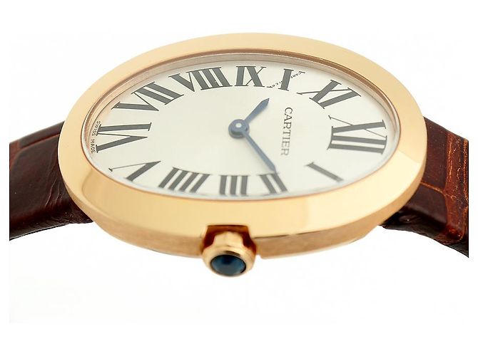 Cartier Relógio pequeno com pulseira de couro cor de ouro rosa Marrom - vista 12