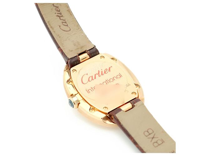 Cartier Relógio pequeno com pulseira de couro cor de ouro rosa Marrom - vista 13