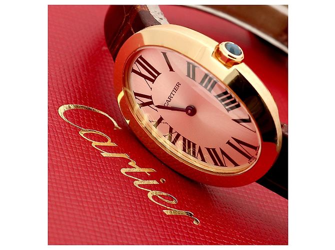 Cartier Relógio pequeno com pulseira de couro cor de ouro rosa Marrom - vista 2