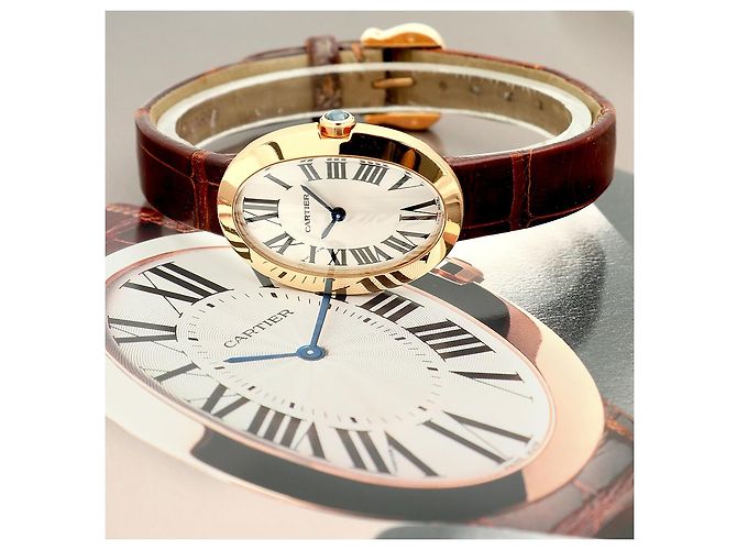 Cartier Relógio pequeno com pulseira de couro cor de ouro rosa Marrom - vista 23