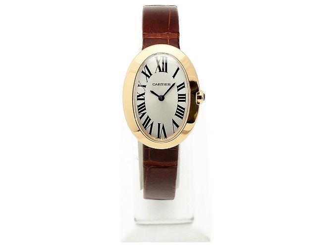 Cartier Relógio pequeno com pulseira de couro cor de ouro rosa Marrom - vista 4