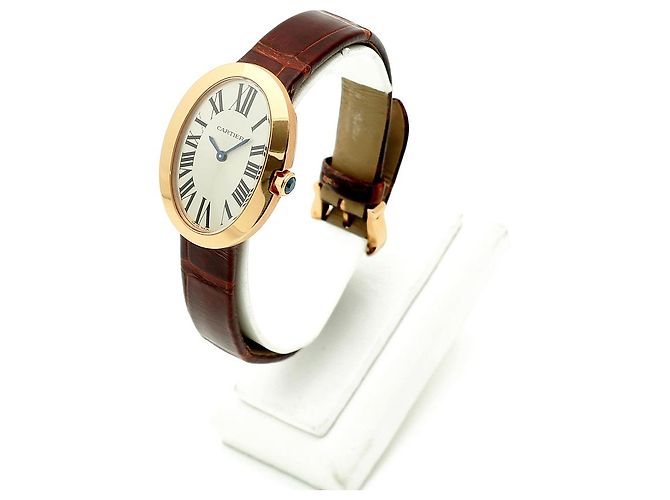 Cartier Relógio pequeno com pulseira de couro cor de ouro rosa Marrom - vista 5