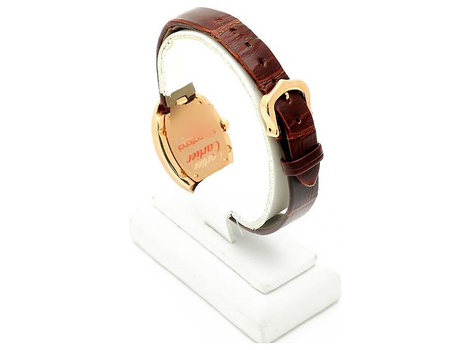 Cartier Relógio pequeno com pulseira de couro cor de ouro rosa Marrom - vista 6