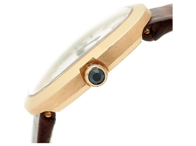 Cartier Relógio pequeno com pulseira de couro cor de ouro rosa Marrom - vista 9