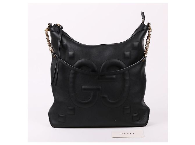 Gucci Borsa a Spalla Black GG Big Logo Chain Nero - vista 11