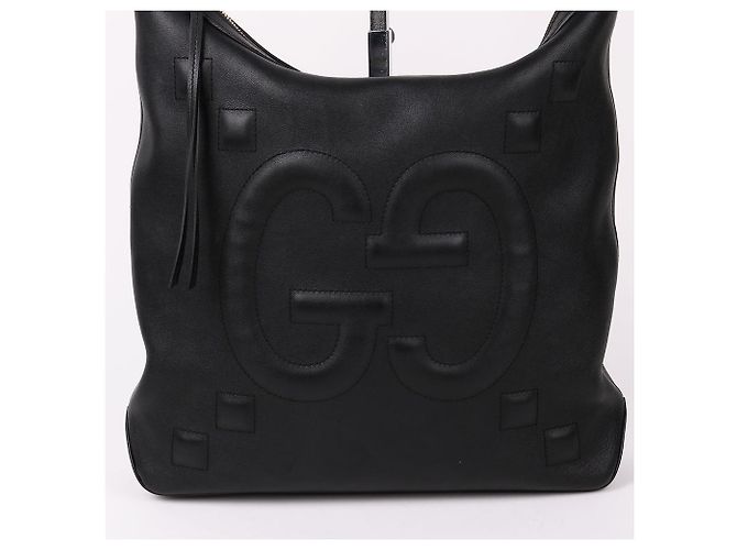 Gucci Borsa a Spalla Black GG Big Logo Chain Nero - vista 2