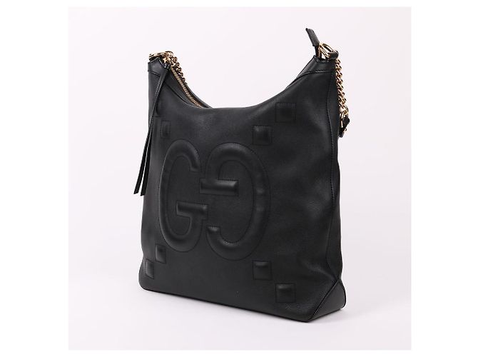 Gucci Borsa a Spalla Black GG Big Logo Chain Nero - vista 3