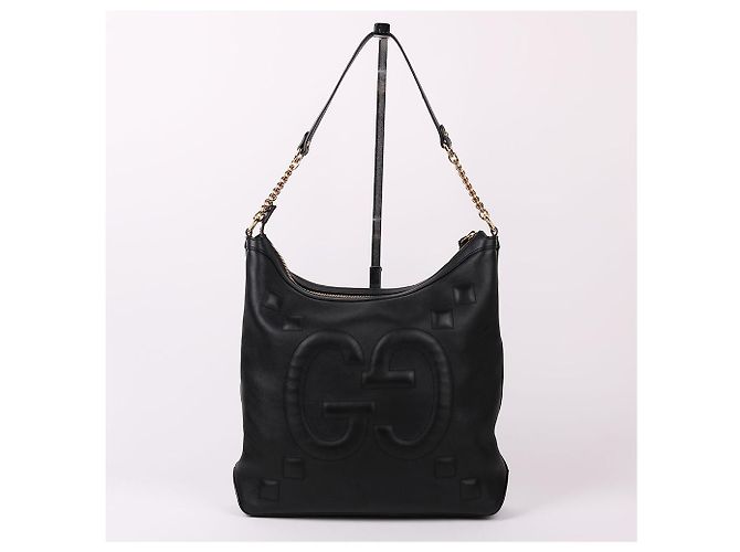 Gucci Borsa a Spalla Black GG Big Logo Chain Nero - vista 4