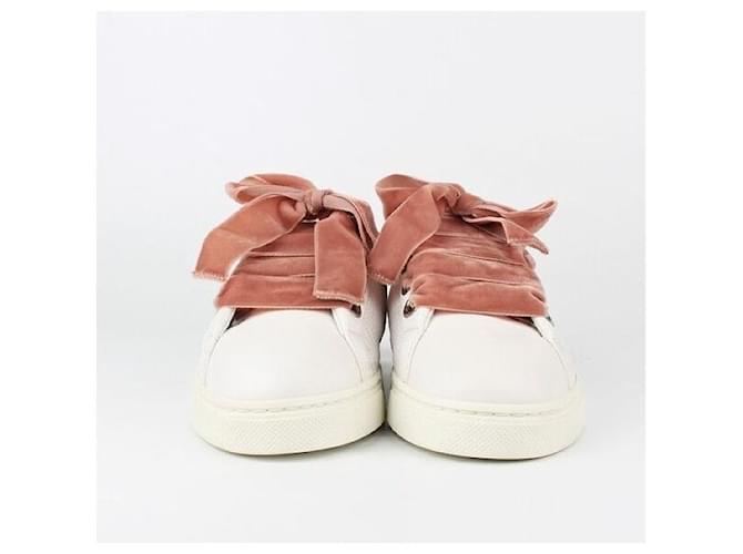 Fendi Steppled Leder-Sneaker Weiß - Ansicht 2