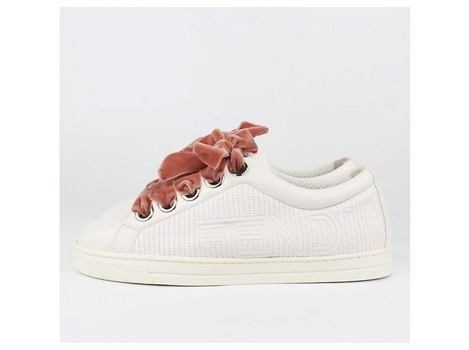 Fendi Steppled Leder-Sneaker Weiß - Ansicht 3
