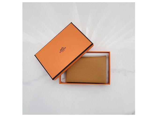 Hermès Tarjetero de piel de becerro Caramel Castaño - vista 10