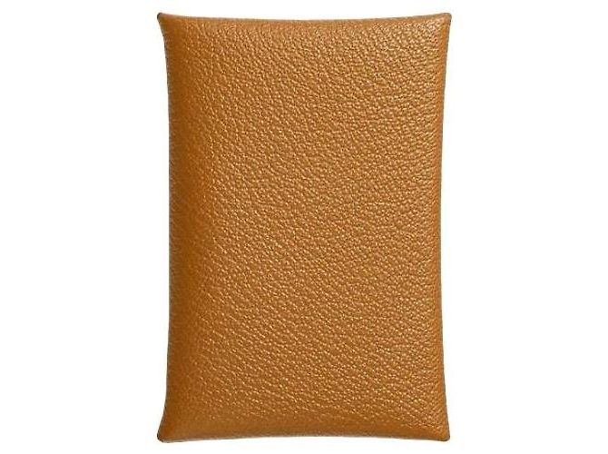 Hermès Tarjetero de piel de becerro Caramel Castaño - vista 2