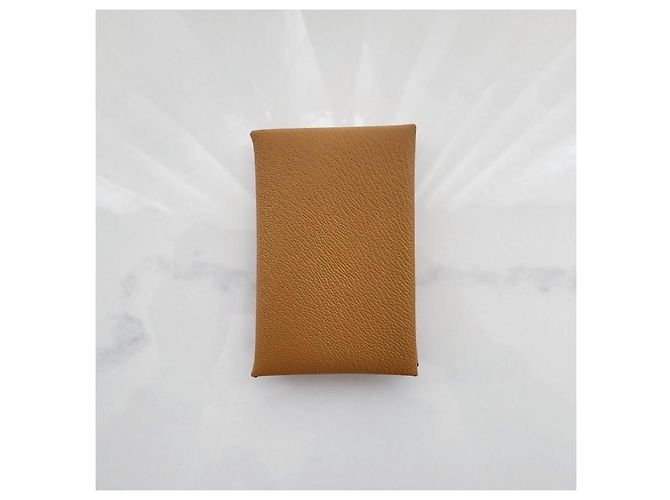 Hermès Tarjetero de piel de becerro Caramel Castaño - vista 4