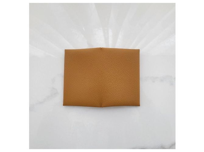 Hermès Tarjetero de piel de becerro Caramel Castaño - vista 6