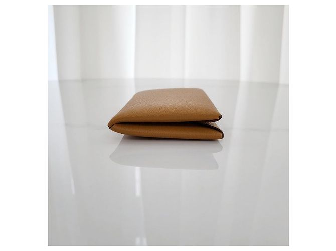 Hermès Tarjetero de piel de becerro Caramel Castaño - vista 7