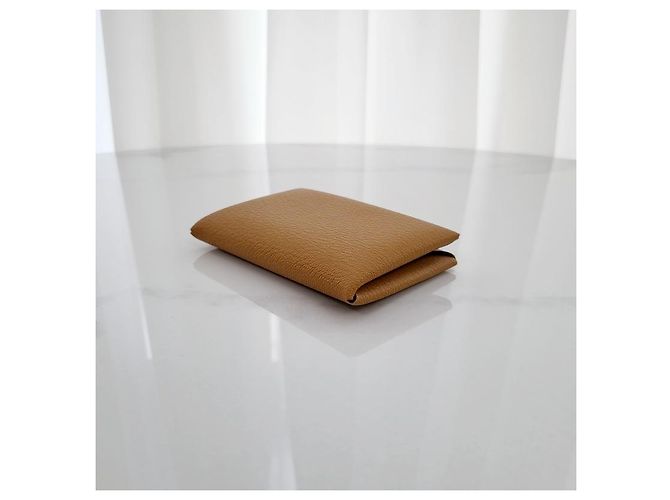 Hermès Tarjetero de piel de becerro Caramel Castaño - vista 8