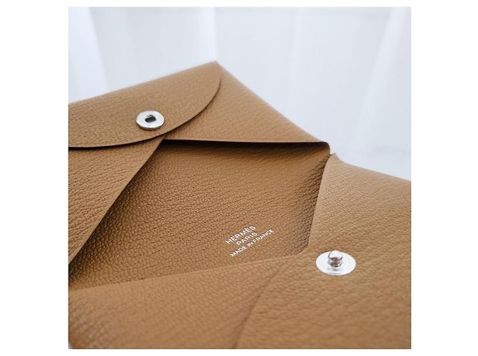 Hermès Tarjetero de piel de becerro Caramel Castaño - vista 9