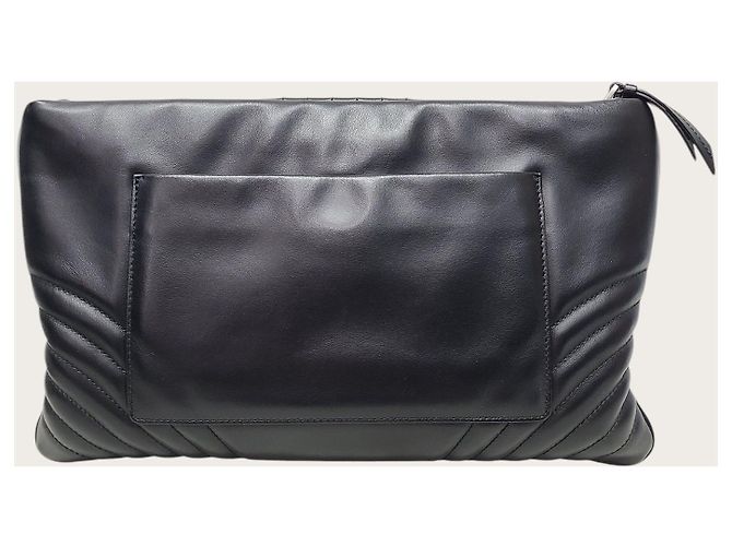 Prada Clutch Diagram in morbida pelle di vitello nera Nero - vista 5