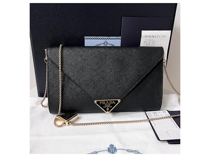 Prada Mini borsa a tracolla Saffiano Chain Nera Nero - vista 2