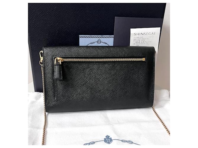 Prada Mini borsa a tracolla Saffiano Chain Nera Nero - vista 3