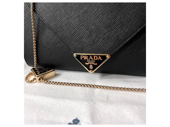 Prada Mini borsa a tracolla Saffiano Chain Nera Nero - vista 6