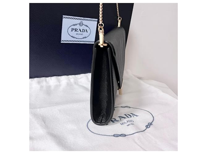 Prada Mini borsa a tracolla Saffiano Chain Nera Nero - vista 7