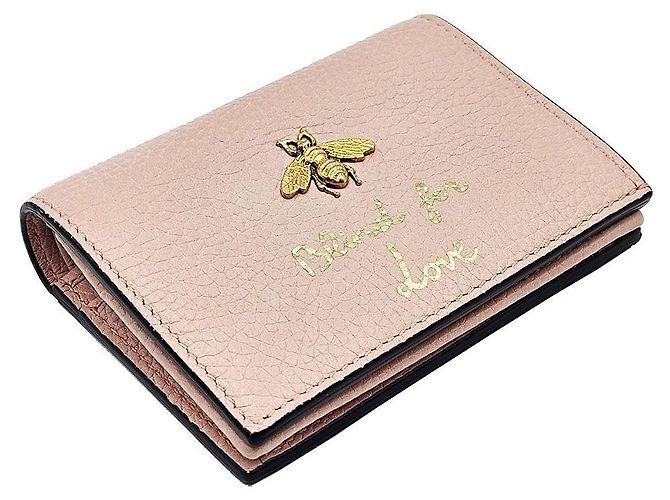 Gucci Tarjetero de piel rosa con estampado animal bee - vista 5