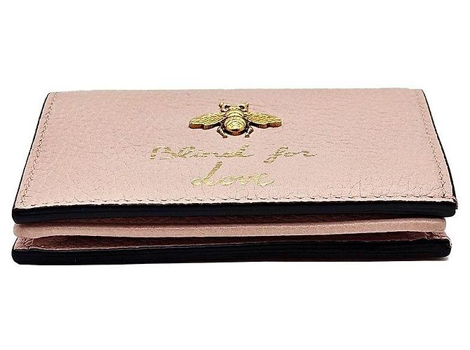 Gucci Tarjetero de piel rosa con estampado animal bee - vista 6