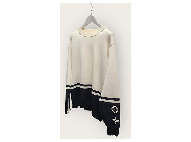 Louis Vuitton Suéter de punto Monogram Block con cremallera dorada Blanco - vista 3