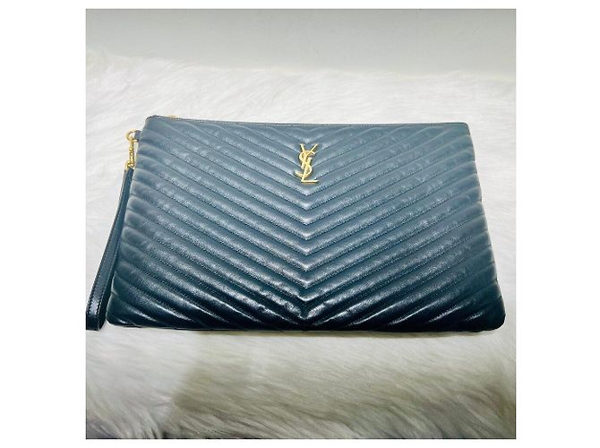 Saint Laurent Clutch Grande Matelassé Oro Nero - vista 3