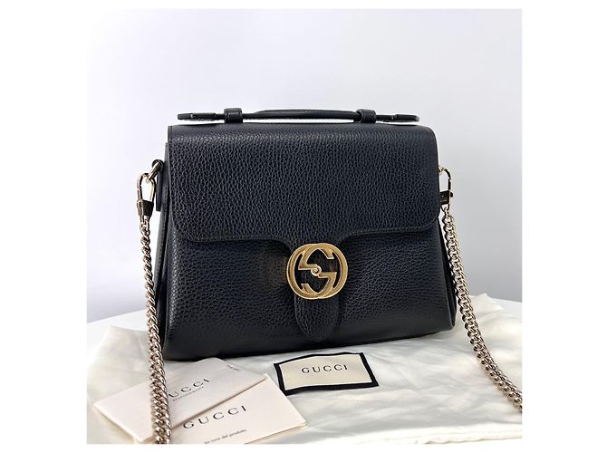 Gucci Piccola borsa a tracolla con manico superiore intrecciato nero - vista 2