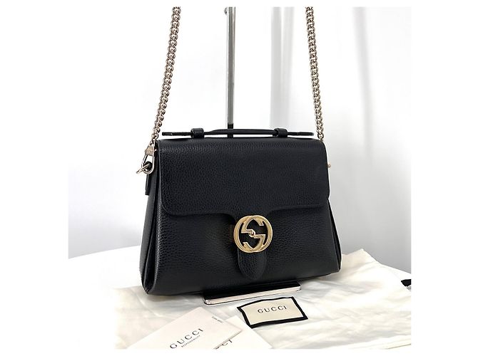 Gucci Piccola borsa a tracolla con manico superiore intrecciato nero - vista 4