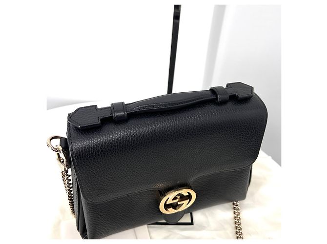 Gucci Piccola borsa a tracolla con manico superiore intrecciato nero - vista 7