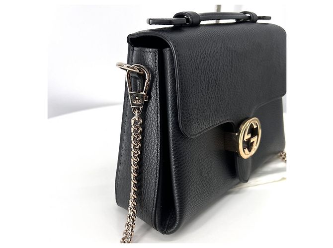 Gucci Piccola borsa a tracolla con manico superiore intrecciato nero - vista 9